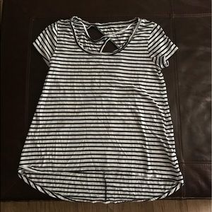 Calvin Klein white and black stripped work out top